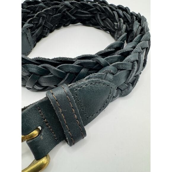 Vintage Argentina Braided Leather Belt Gaucho Polo Western Boho Green XXL